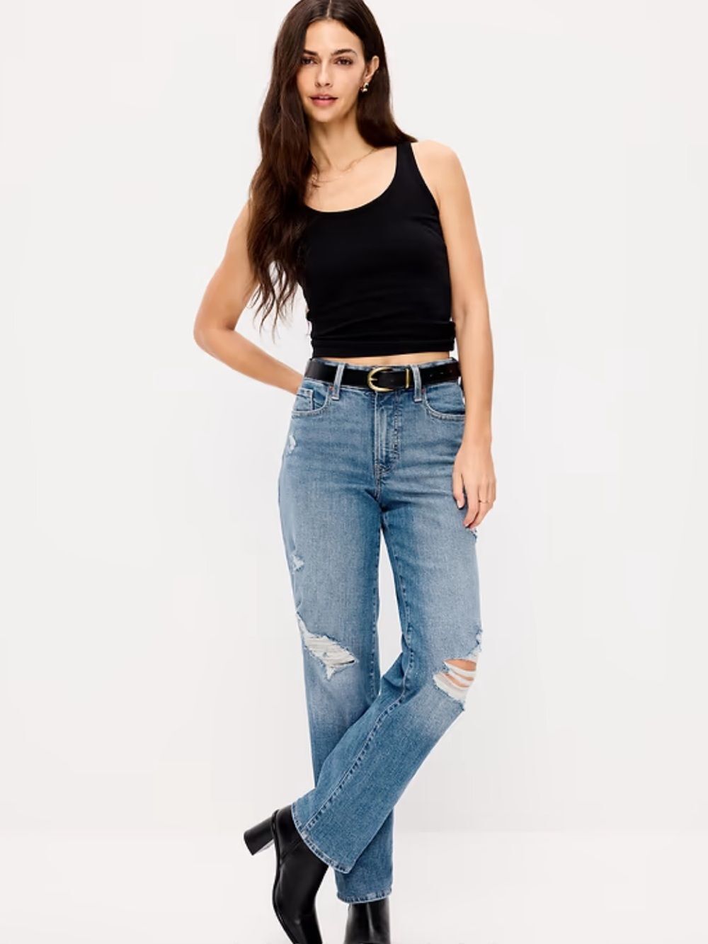 Old Navy High Rise O.G. Loose Jeans Size 8 Distressed Straight Leg